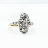 Antique 18ct yellow gold diamond cluster ring 1ct