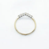 9ct Yellow gold Diamond & Emerald wishbone ring.