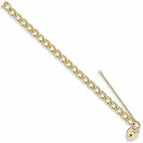 9ct Yellow Gold Curb & Padlock 7" Charm Bracelet (22g)