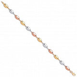 9ct Yellow, White & Rose Gold Oval Bead 7" Ladies Bracelet (4.2g)