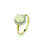 14ct Yellow Gold Opal & Diamond Cluster