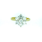 18ct Yellow Gold 1ct Diamond Flower Cluster Ring