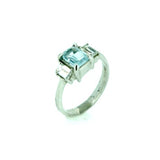 14ct White Gold 0.46ct Diamond & Aquamarine Trilogy