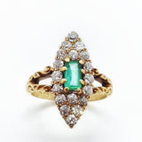 18ct Yellow gold , Emerald & Diamond antique (1901) ring 1.08Ct