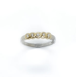9ct Mixed white and yellow gold half eternity ring 0.15ct.