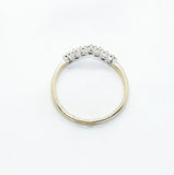 9ct Yellow gold Diamond & Emerald wishbone ring.