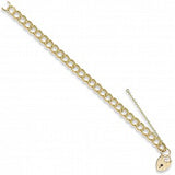 9ct Yellow Gold Curb & Padlock 7" Charm Bracelet (12.5g)