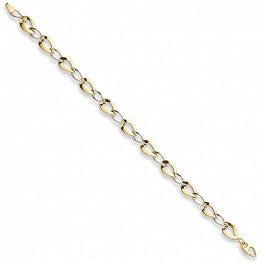 9ct Yellow & White Gold Fancy Oval Linked 7" Bracelet (4.1g)