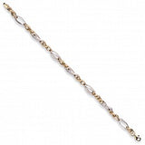 9ct Yellow & White Gold Fancy Oval Linked 7" Bracelet (3.4g)