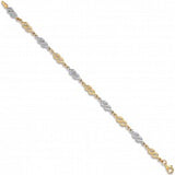 9ct Yellow & White Gold Fancy Hollow Link 7" Bracelet (2.6g)