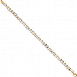 9ct Yellow & White Gold Oval Hollow Link 7" Bracelet (2.2g)