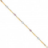 9ct Yellow Gold 7" Ladies Bracelet With Amethyst & Blue Topaz (3.5g)