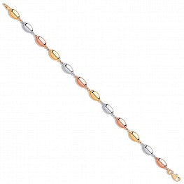 9ct Yellow, White & Rose Gold Oval Bead 7