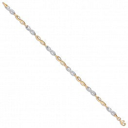 9ct Yellow & White Gold Infinity CZ 7" Ladies Bracelet (3.6g)