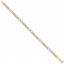 9ct Yellow & White Gold Eternity Fancy Link 7" Ladies Bracelet (4.5g)