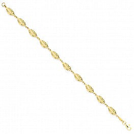9ct Yellow Gold Leaf Motif 7" Ladies Bracelet (3.7g)
