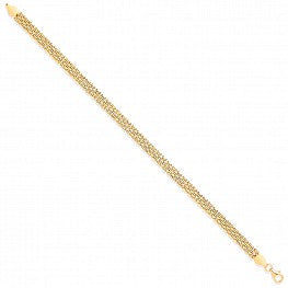 9ct Yellow Gold Panther 5 Row 7" Ladies Bracelet (6.1g)