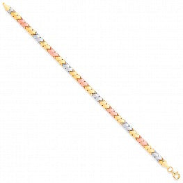 9ct Yellow, White & Rose Gold Double Kisses 7