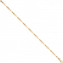 9ct Yellow Gold Elongated Teardrop Link 7" Ladies Bracelet (2.2g)