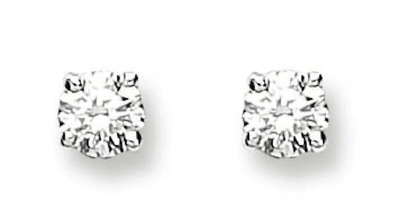 18ct White Gold 0.25ct Claw Set Diamond Stud Earrings