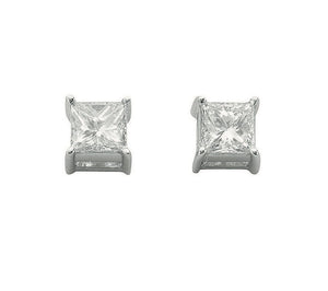 18ct White Gold 0.50ct Claw Set H/VS Princess Cut Diamond Stud