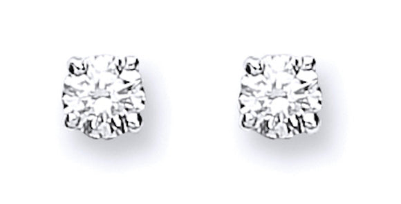 9ct White Gold 0.15ct Claw Set Diamond Stud Earrings