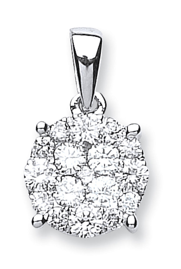 18ct White Gold 0.75ct Diamond Cluster Pendant