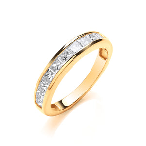 18ct Yellow Gold 1.00ct Princess Cut Diamond Eternity Ring