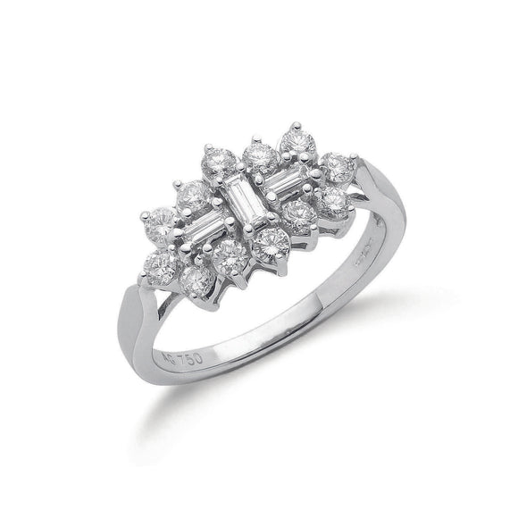 18ct White Gold 1.00ct Diamond Boat Cluster Ring