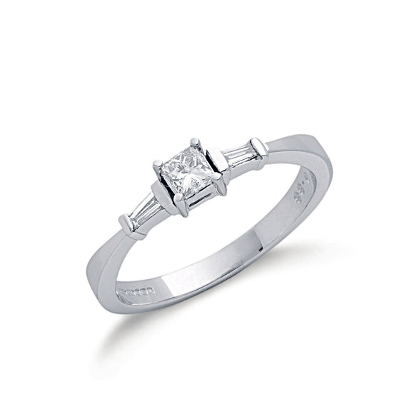 9ct White Gold 0.33ct Princess & Baguette Cut Diamond Ring
