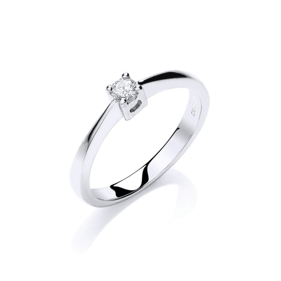 9ct White Gold 0.10ct Solitaire Ring