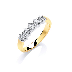 18ct Yellow Gold 0.50ct 5 Stone Diamond Eternity Ring