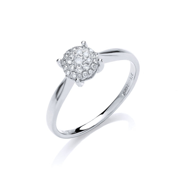 9ct White Gold 0.15ct Diamond Pave Solitaire Ring