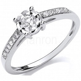 9ct White Gold 0.15ct Solitaire Ring