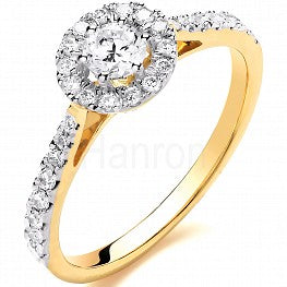 18ct Yellow Gold Halo Style 0.50ct Diamond Ring