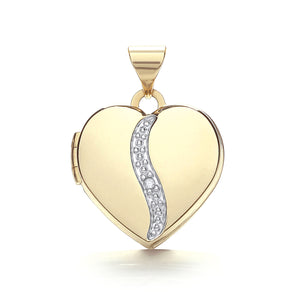 9ct Yellow Gold Heart Shape Locket with Diamond