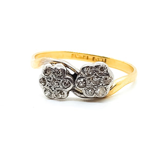 18ct Yellow gold Diamond flower cluster ring.