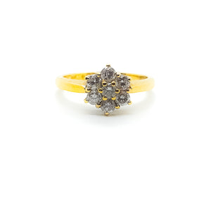 18ct Yellow gold diamond flower cluster ring 0.50ct